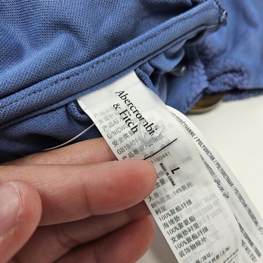 Abercrombie & Fitch O-Ring Bandeau Bikini Top Blue Women’s Size L NEW Beach - Picture 6 of 12